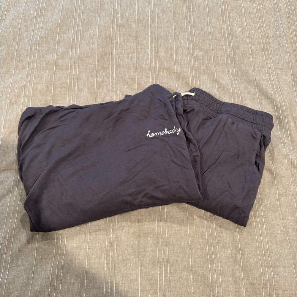 Magnolia Charcoal Gray Hoodie with Cream Drawstrings